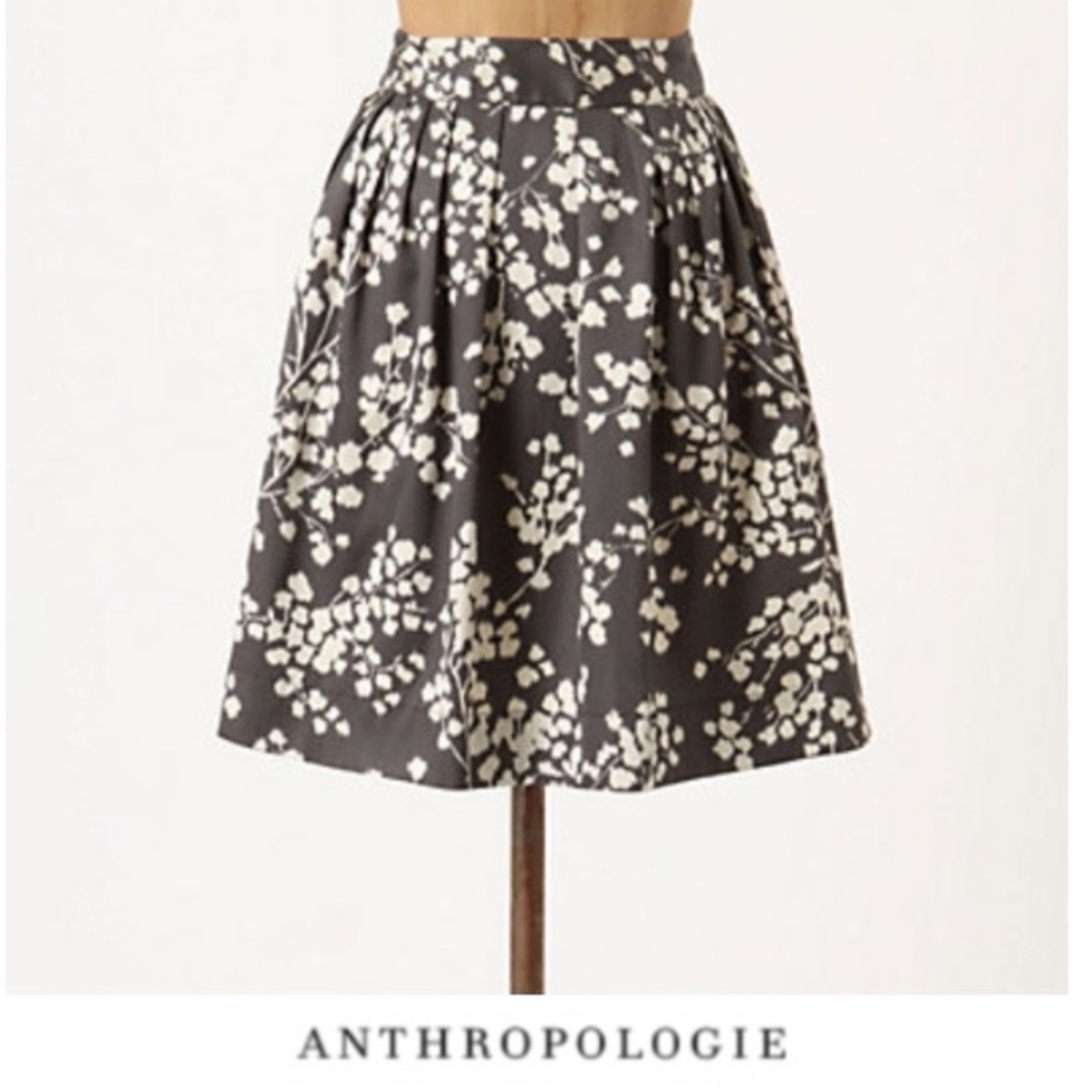 Moulinette Soeurs Anthro Inked Flora Pleated Skirt